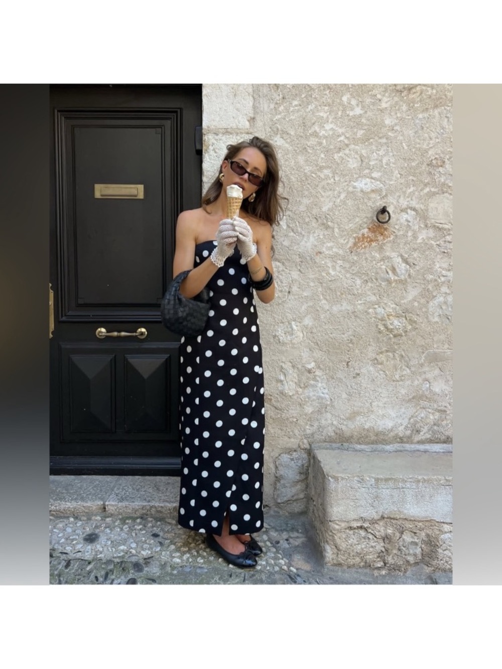 ZARA ZW COLLECTION STRAPLESS POLKA DOT DRESS